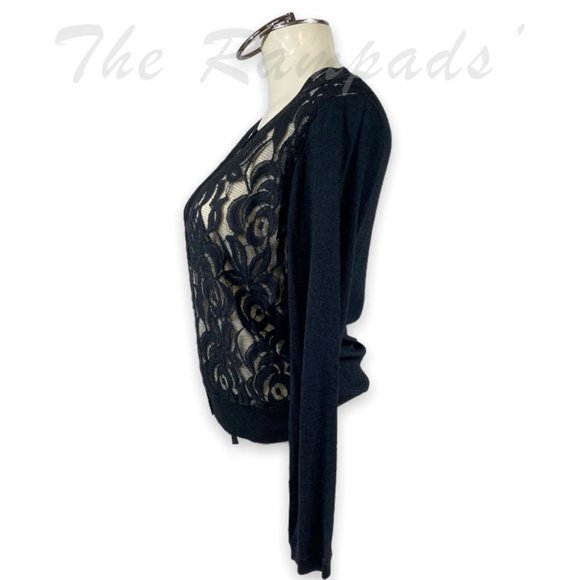 NWOT Donna Karan NY Floral Lace Button Up Banded Waist Cardigan Size Med… - Picture 4 of 9